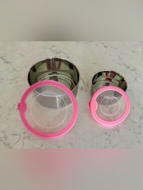 Pottery Barn Kids Spencer Stainless Steel Storage Containers with Pink Lids
